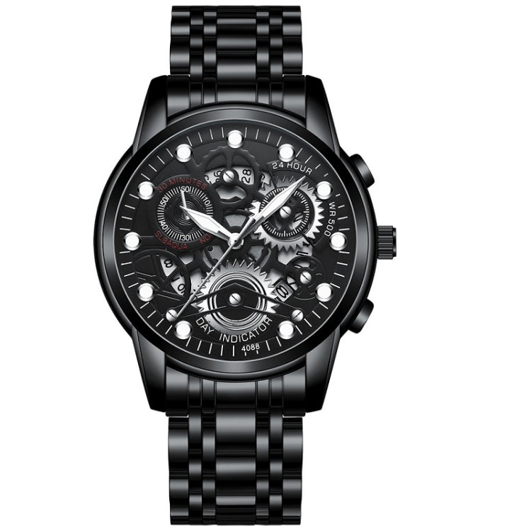 FNGEEN 4088 Men Hollow Quartz Watch Student Waterproof Luminous Watch, Full Gold Gold Surface, Full Gold Black Surface, Black Steel Black Surface White Nails, Black Steel Black Surface Gold Nails, Gold And Gold Surface, Gold Black Surface