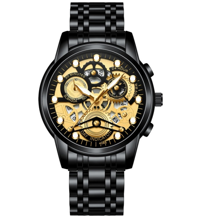 FNGEEN 4088 Men Hollow Quartz Watch Student Waterproof Luminous Watch, Full Gold Gold Surface, Full Gold Black Surface, Black Steel Black Surface White Nails, Black Steel Black Surface Gold Nails, Gold And Gold Surface, Gold Black Surface