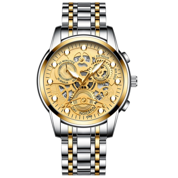 FNGEEN 4088 Men Hollow Quartz Watch Student Waterproof Luminous Watch, Full Gold Gold Surface, Full Gold Black Surface, Black Steel Black Surface White Nails, Black Steel Black Surface Gold Nails, Gold And Gold Surface, Gold Black Surface
