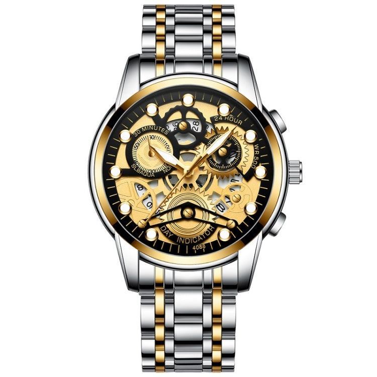 FNGEEN 4088 Men Hollow Quartz Watch Student Waterproof Luminous Watch, Full Gold Gold Surface, Full Gold Black Surface, Black Steel Black Surface White Nails, Black Steel Black Surface Gold Nails, Gold And Gold Surface, Gold Black Surface