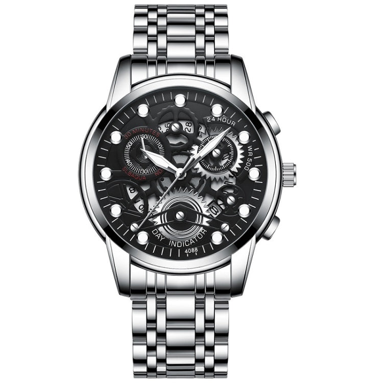 FNGEEN 4088 Men Hollow Quartz Watch Student Waterproof Luminous Watch, Full Gold Gold Surface, Full Gold Black Surface, Black Steel Black Surface White Nails, Black Steel Black Surface Gold Nails, Gold And Gold Surface, Gold Black Surface