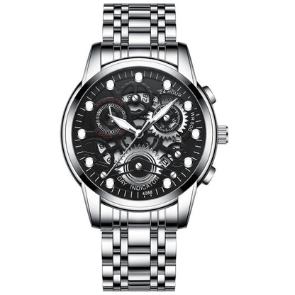 FNGEEN 4088 Men Hollow Quartz Watch Student Waterproof Luminous Watch, Full Gold Gold Surface, Full Gold Black Surface, Black Steel Black Surface White Nails, Black Steel Black Surface Gold Nails, Gold And Gold Surface, Gold Black Surface