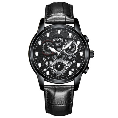 FNGEEN 4088 Men Hollow Quartz Watch Student Waterproof Luminous Watch, Full Gold Gold Surface, Full Gold Black Surface, Black Steel Black Surface White Nails, Black Steel Black Surface Gold Nails, Gold And Gold Surface, Gold Black Surface