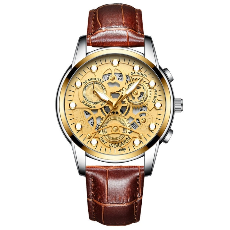 FNGEEN 4088 Men Hollow Quartz Watch Student Waterproof Luminous Watch, Full Gold Gold Surface, Full Gold Black Surface, Black Steel Black Surface White Nails, Black Steel Black Surface Gold Nails, Gold And Gold Surface, Gold Black Surface