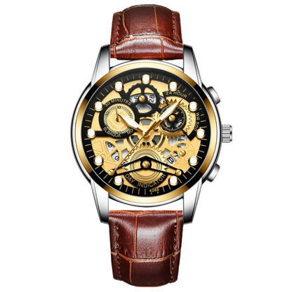 FNGEEN 4088 Men Hollow Quartz Watch Student Waterproof Luminous Watch, Full Gold Gold Surface, Full Gold Black Surface, Black Steel Black Surface White Nails, Black Steel Black Surface Gold Nails, Gold And Gold Surface, Gold Black Surface