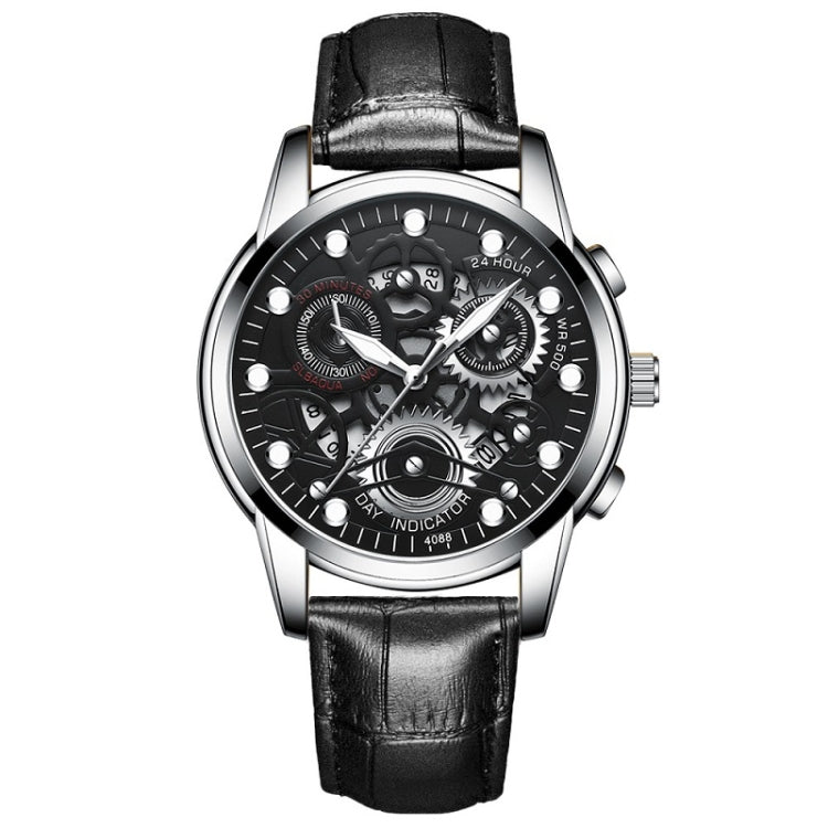 FNGEEN 4088 Men Hollow Quartz Watch Student Waterproof Luminous Watch, Full Gold Gold Surface, Full Gold Black Surface, Black Steel Black Surface White Nails, Black Steel Black Surface Gold Nails, Gold And Gold Surface, Gold Black Surface