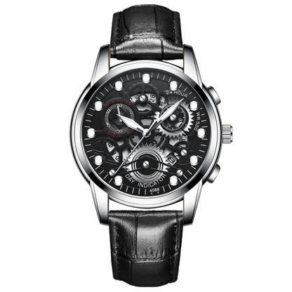 FNGEEN 4088 Men Hollow Quartz Watch Student Waterproof Luminous Watch, Full Gold Gold Surface, Full Gold Black Surface, Black Steel Black Surface White Nails, Black Steel Black Surface Gold Nails, Gold And Gold Surface, Gold Black Surface