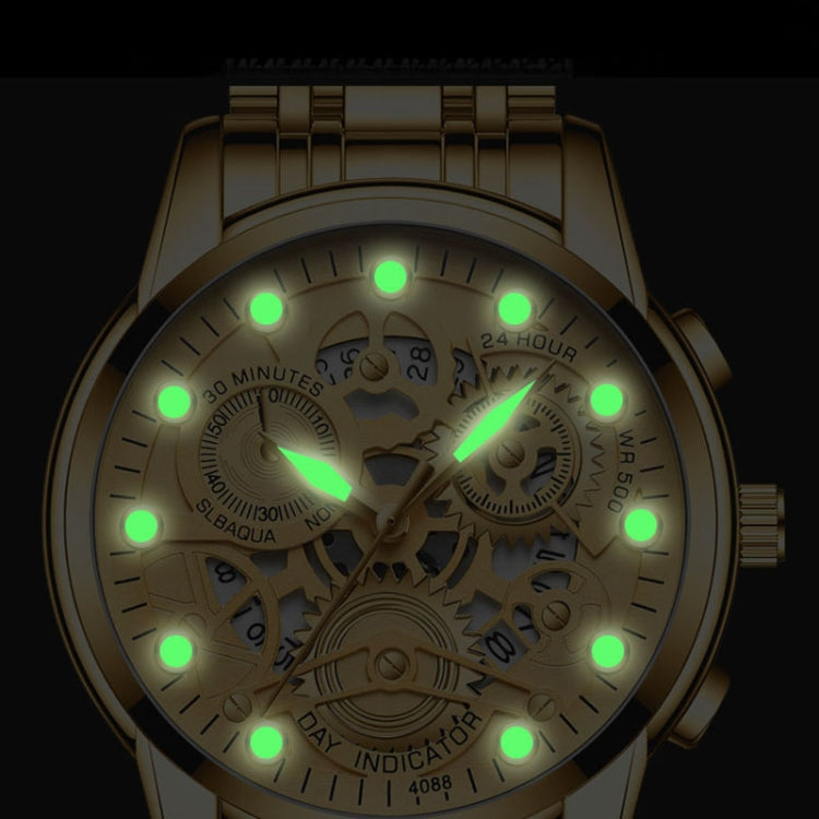 FNGEEN 4088 Men Hollow Quartz Watch Student Waterproof Luminous Watch, Full Gold Gold Surface, Full Gold Black Surface, Black Steel Black Surface White Nails, Black Steel Black Surface Gold Nails, Gold And Gold Surface, Gold Black Surface