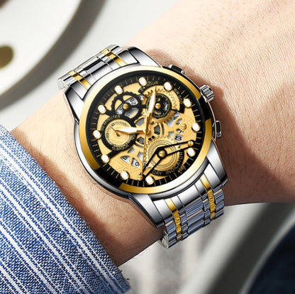 FNGEEN 4088 Men Hollow Quartz Watch Student Waterproof Luminous Watch, Full Gold Gold Surface, Full Gold Black Surface, Black Steel Black Surface White Nails, Black Steel Black Surface Gold Nails, Gold And Gold Surface, Gold Black Surface