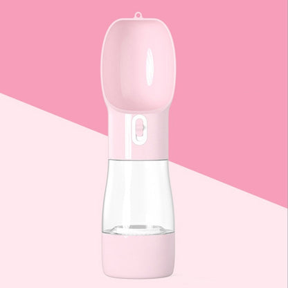 Pet Dual-purpose Accompanying Cup Segmented Water And Food Integrated Pet Cup Portable Waterer, Silver Grey, Pink, Grass Green, Ice Lake Blue