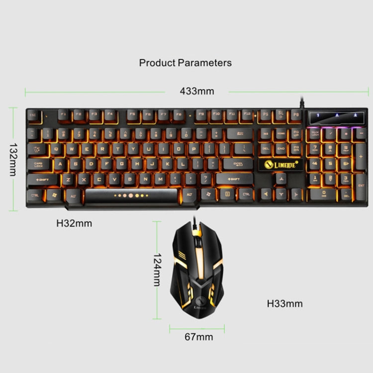 LIMEIDE GTX300 1600DPI 104 Keys USB Rainbow Suspended Backlight Wired Luminous Keyboard and Mouse Set, Cable Length: 1.4m, White, Black