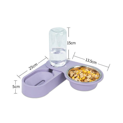 Pet Supplies Dog Cat Food Bowl Folding Rotating Double Bowl, Green Without Bowl, Purple Without Bowl, Pink Without Bowl, Gray Without Bowl, Green With Bowl, Purple With Bowl, Pink With Bowl, Gray With Bowl