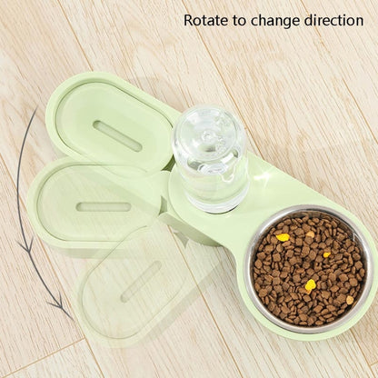 Pet Supplies Dog Cat Food Bowl Folding Rotating Double Bowl, Green Without Bowl, Purple Without Bowl, Pink Without Bowl, Gray Without Bowl, Green With Bowl, Purple With Bowl, Pink With Bowl, Gray With Bowl