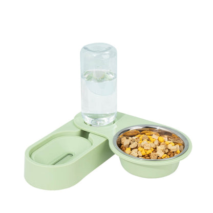 Pet Supplies Dog Cat Food Bowl Folding Rotating Double Bowl, Green Without Bowl, Purple Without Bowl, Pink Without Bowl, Gray Without Bowl, Green With Bowl, Purple With Bowl, Pink With Bowl, Gray With Bowl