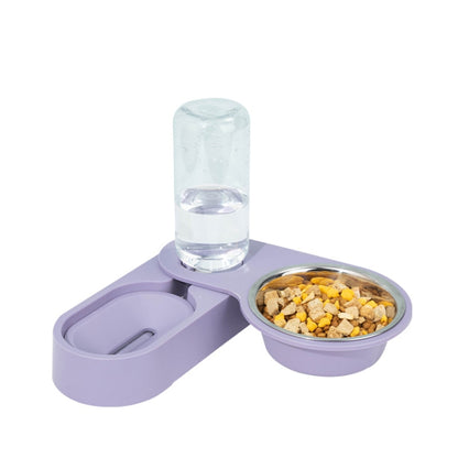 Pet Supplies Dog Cat Food Bowl Folding Rotating Double Bowl, Green Without Bowl, Purple Without Bowl, Pink Without Bowl, Gray Without Bowl, Green With Bowl, Purple With Bowl, Pink With Bowl, Gray With Bowl