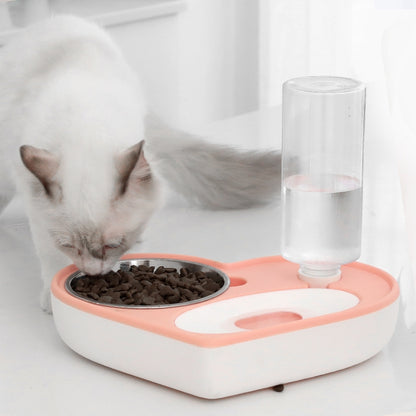 Pet Bowl Love And Moisture-Proof Mouth Dual-Use Bowl Cat Automatic Water Bowl, Blue, Grey, Pink