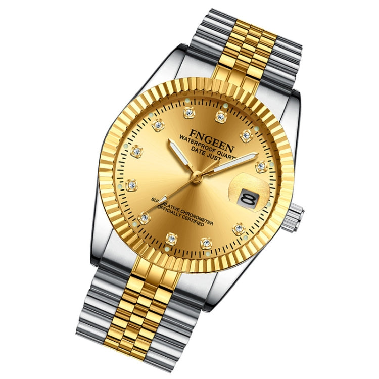 FNGEEN 7008 Men Fashion Diamond Dial Watch Couple Watch, Full Gold Gold Surface, Full Gold Black Surface, Full Gold White Surface, Golden Surface, Gold Black Sueface, Golden White Surface, Brown Leather Full Gold Surface                                ...