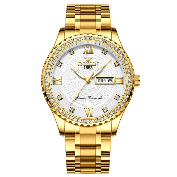 FNGEEN S888 Men Local Non Mechanical Solid Belt Watch Luminous Quartz Watch, Full Gold Gold Surface, Full Gold Black Surface, Full Gold White Surface, Gold And Gold Surface, Gold And White Surface, 【Solid Belt】Medium gold-black surface