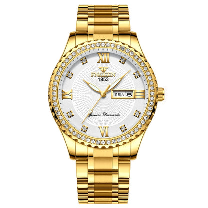 FNGEEN S888 Men Local Non Mechanical Solid Belt Watch Luminous Quartz Watch, Full Gold Gold Surface, Full Gold Black Surface, Full Gold White Surface, Gold And Gold Surface, Gold And White Surface, 【Solid Belt】Medium gold-black surface