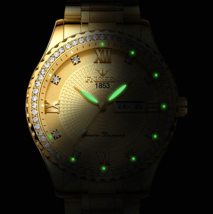 FNGEEN S888 Men Local Non Mechanical Solid Belt Watch Luminous Quartz Watch, Full Gold Gold Surface, Full Gold Black Surface, Full Gold White Surface, Gold And Gold Surface, Gold And White Surface, 【Solid Belt】Medium gold-black surface
