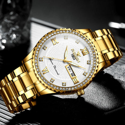 FNGEEN S888 Men Local Non Mechanical Solid Belt Watch Luminous Quartz Watch, Full Gold Gold Surface, Full Gold Black Surface, Full Gold White Surface, Gold And Gold Surface, Gold And White Surface, 【Solid Belt】Medium gold-black surface