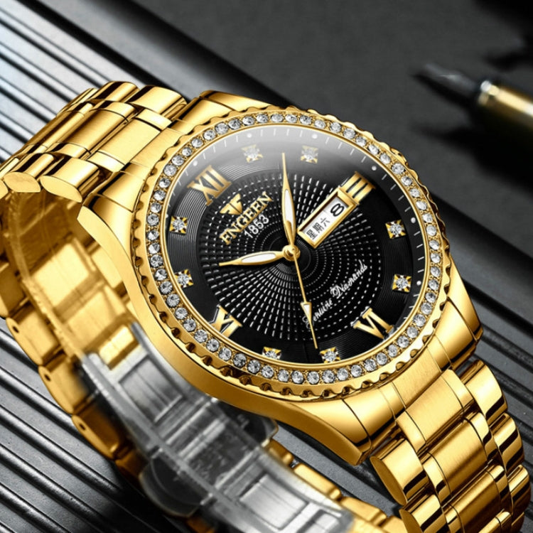 FNGEEN S888 Men Local Non Mechanical Solid Belt Watch Luminous Quartz Watch, Full Gold Gold Surface, Full Gold Black Surface, Full Gold White Surface, Gold And Gold Surface, Gold And White Surface, 【Solid Belt】Medium gold-black surface