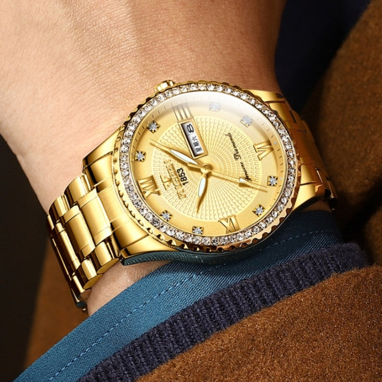 FNGEEN S888 Men Local Non Mechanical Solid Belt Watch Luminous Quartz Watch, Full Gold Gold Surface, Full Gold Black Surface, Full Gold White Surface, Gold And Gold Surface, Gold And White Surface, 【Solid Belt】Medium gold-black surface