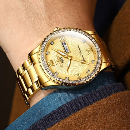 FNGEEN S888 Men Local Non Mechanical Solid Belt Watch Luminous Quartz Watch, Full Gold Gold Surface, Full Gold Black Surface, Full Gold White Surface, Gold And Gold Surface, Gold And White Surface, 【Solid Belt】Medium gold-black surface