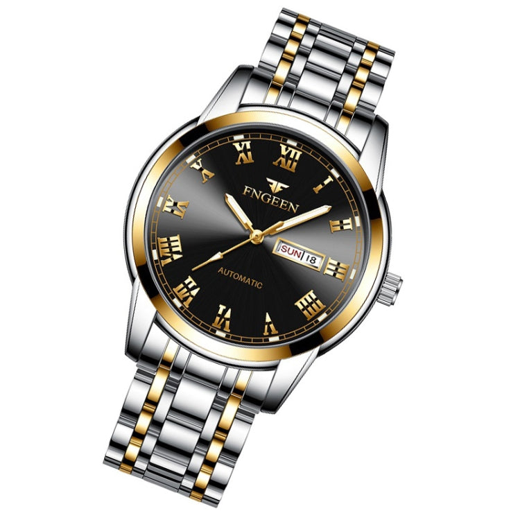 FNGEEN 4002 Men Roman Numeral Dial Sports Watch Student Luminous Quartz Watch, Between Gold Blue Surface, Between Gold Black Surface, Between Gold White Surface, White Steel Blue Surface, White Steel Black Surface, Brown Leather And Gold Blue Surface  ...