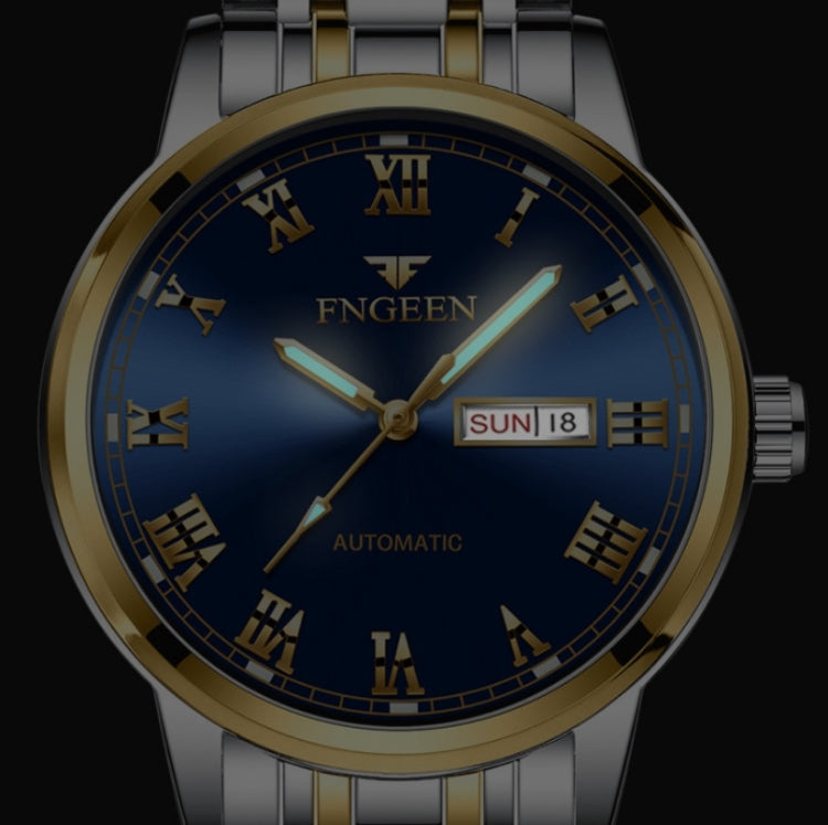 FNGEEN 4002 Men Roman Numeral Dial Sports Watch Student Luminous Quartz Watch, Between Gold Blue Surface, Between Gold Black Surface, Between Gold White Surface, White Steel Blue Surface, White Steel Black Surface, Brown Leather And Gold Blue Surface
