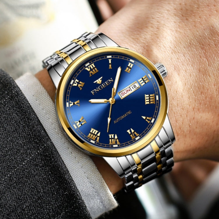 FNGEEN 4002 Men Roman Numeral Dial Sports Watch Student Luminous Quartz Watch, Between Gold Blue Surface, Between Gold Black Surface, Between Gold White Surface, White Steel Blue Surface, White Steel Black Surface, Brown Leather And Gold Blue Surface