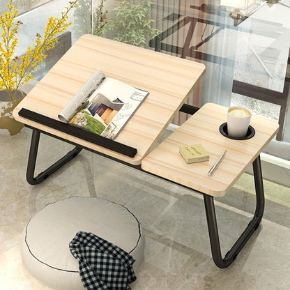 Bed Four-Speed Lifting Table Folding Laptop Desk  Adjustable Dormitory Lazy Table with Cup Holder, 55x32x25cm
