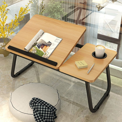 Bed Four-Speed Lifting Table Folding Laptop Desk  Adjustable Dormitory Lazy Table with Cup Holder, 55x32x25cm