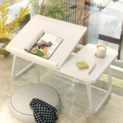 Bed Four-Speed Lifting Table Folding Laptop Desk  Adjustable Dormitory Lazy Table with Cup Holder, 55x32x25cm