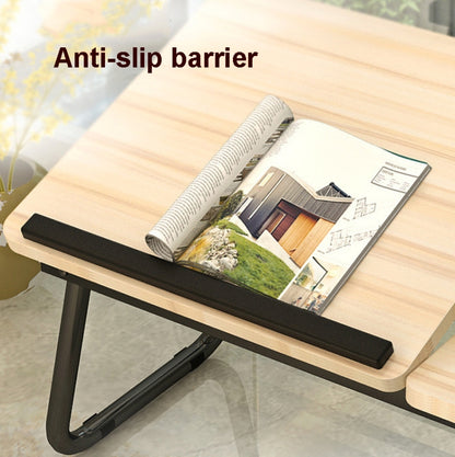 Bed Four-Speed Lifting Table Folding Laptop Desk  Adjustable Dormitory Lazy Table with Cup Holder, 55x32x25cm