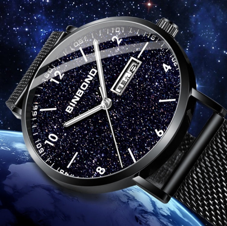 BINBONG B3820 Men Simple Luminous Quartz Watch Student Trendstarry Starry Sky Pattern Watch
