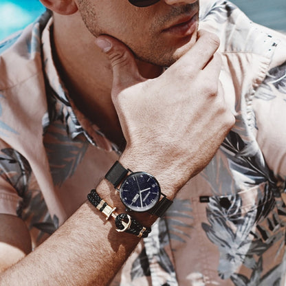 BINBONG B3820 Men Simple Luminous Quartz Watch Student Trendstarry Starry Sky Pattern Watch