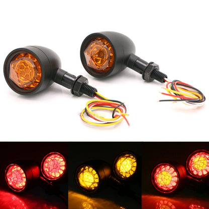 1pair Motorcycle Universal Retro LED Turn Signal Light, Universal Black Shell, Universal Electroplating Shell