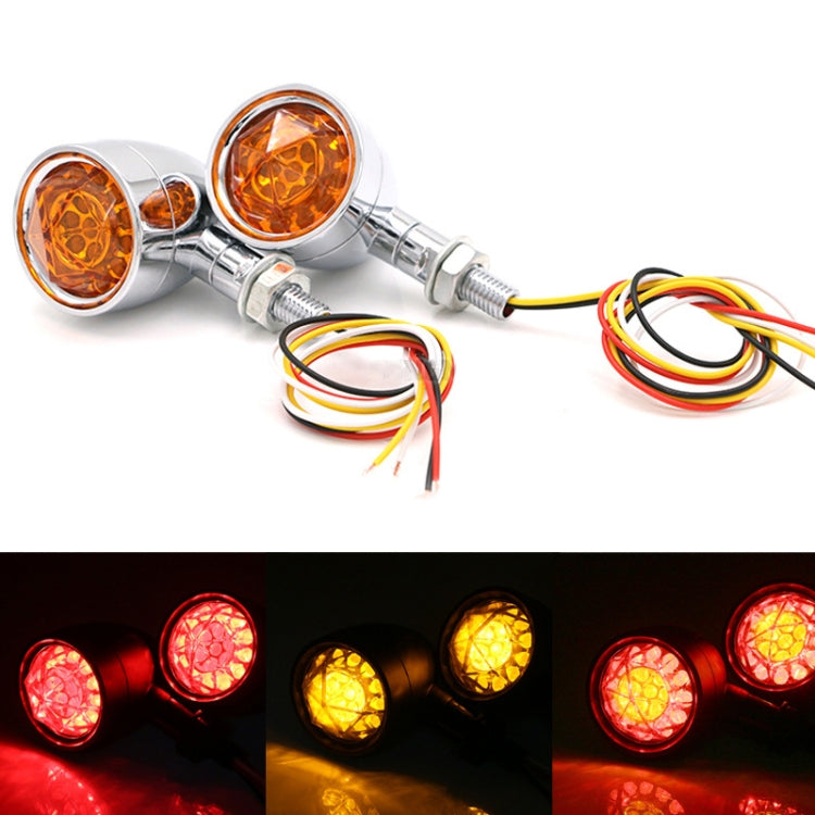 1pair Motorcycle Universal Retro LED Turn Signal Light, Universal Black Shell, Universal Electroplating Shell