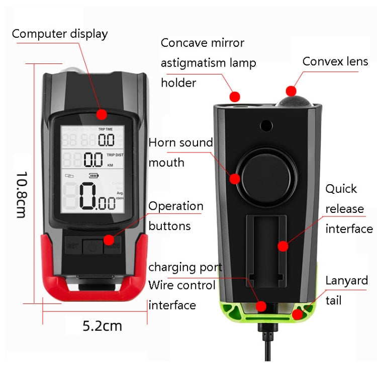 3 In 1 Wireless Bicycle Code Meter Lamp Strong Light Front Light, Red, Green, Blue, Black, Upgrade Floating (Red), Upgrade Floating (Green), Upgrade Floating (Blue), Upgrade Floating (Black), Red Upgrade Floating + Tail Light