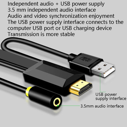 JH HV10 1080P HDMI to VGA Cable Projector TV Box Computer Notebook Industrial Display Adapter Cable, 1m, 2m, 3m, 5m, 10m