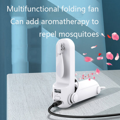 DS208 Folding Multifunctional USB Flashlight Fan Portable Aromatherapy Mosquito Repellent Mini Handheld Fan, White, Pink, Green
