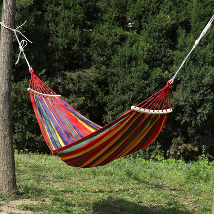 Thick Canvas Hammock Field Rollover Prevention Outdoor  Hammock Swing, 260x80 No Stick Single (Red Stripe), 260x80  Non-stick Single (Blue Stripes ), 260x100 No Stick (Red Stripes), 260x100 No Stick (Blue Stripes), 260x150 No Stick (Red Stripes）