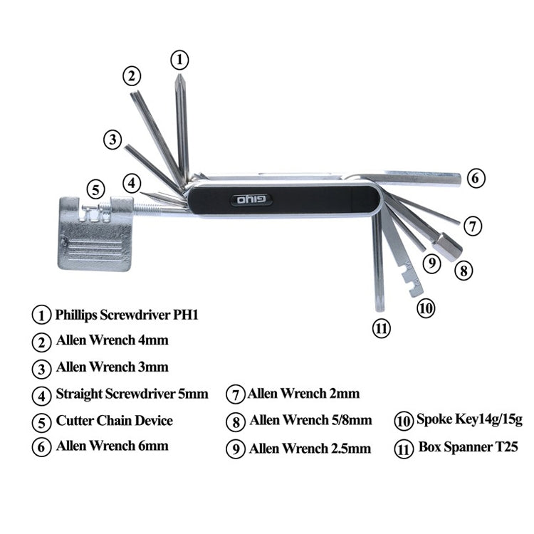 GIYO 13 In 1 Bicycle Repair Combination Tool Multifunctional Mountain Bike Bicycle Repair Tool, GIYO 13 In 1