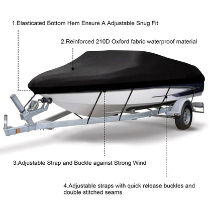 210D Waterproof Boat Cover Speedboat Towed Fishing V-Shaped Boat Cover Rain And Sun Protection Cover, 17-19FT 600x310cm
