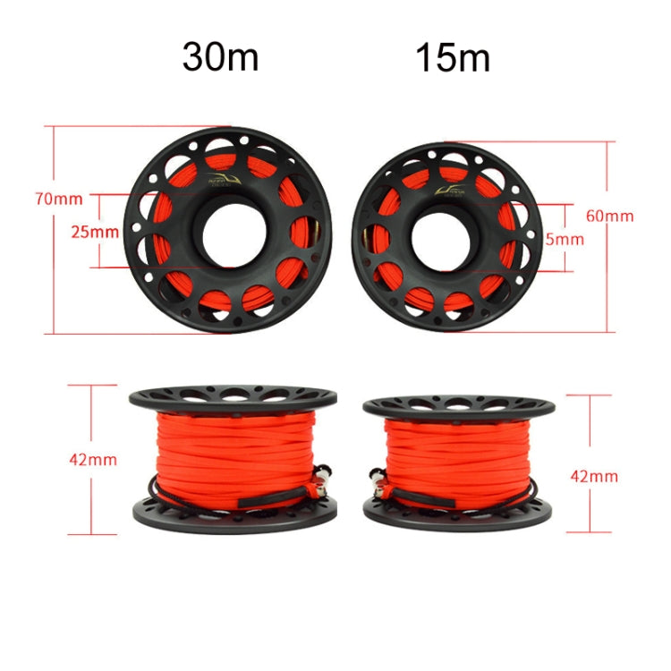 KEEP DIVING Aviation Sluminum Reel Double Hook Diving Buoy Rope Release Device, 30m Black, 15m Black