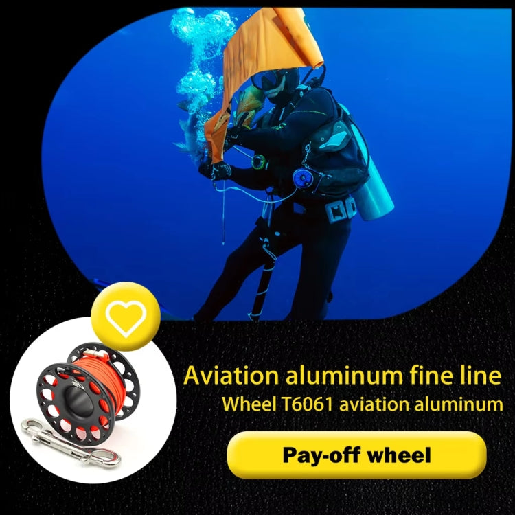 KEEP DIVING Aviation Sluminum Reel Double Hook Diving Buoy Rope Release Device, 30m Black, 15m Black