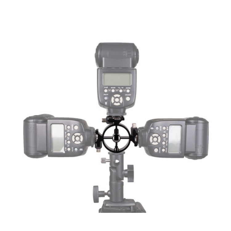 2 PCS Round Field 3 Triple Head Hot Shoe Mount Adapter Flash Holder Bracket Light Stand Holder, Round Triple Heads Bracket