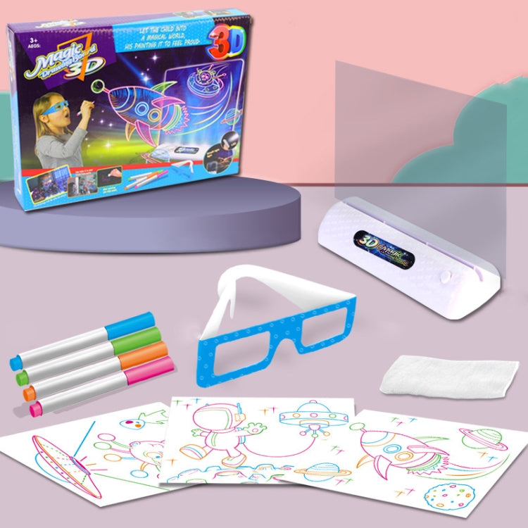 3D Fluorescent Drawing Board Magic Luminous Three-Dimensional Writing Board Graffiti Board Lighting Puzzle Children Drawing Board,Style:, Medium  Drawing Board (Space Version), Medium Drawing Board (Dinosaur Version)