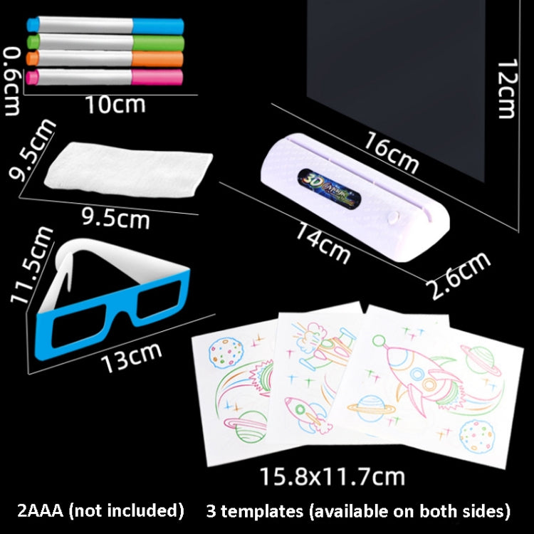 3D Fluorescent Drawing Board Magic Luminous Three-Dimensional Writing Board Graffiti Board Lighting Puzzle Children Drawing Board,Style:, Medium  Drawing Board (Space Version), Medium Drawing Board (Dinosaur Version)
